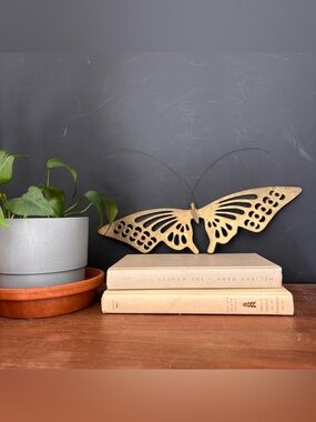 Decorative solid Brass Butterfly Wall Accent - Gold Tone